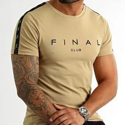 Vente flash ✔️ Tee ✔️ Shirt A Bandes Logo Premium Fit 1006 Beige de Final Club 🛒