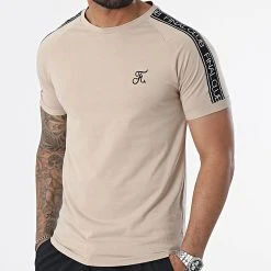Tout neuf ⭐ Tee Shirt Avec Bandes Et Broderie 997 Beige de Final Club 💯