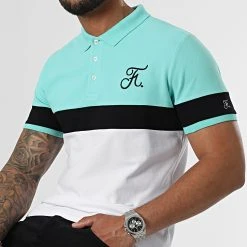 Acheter 💯 Polo Tricolore Avec Broderie 952 Blanc Noir Bleu Pastel de Final Club ❤️