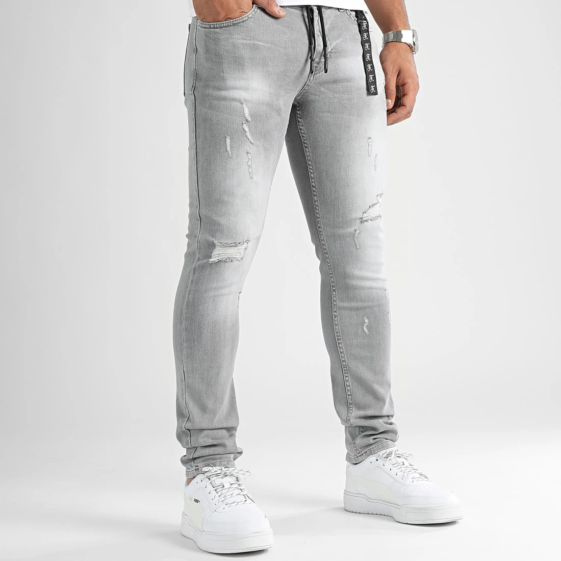 Grosses soldes ✔️ Jean Slim Fit Avec Destroy 954 Denim Gris de Final Club 💯 5 Grosses soldes ✔️ Jean Slim Fit Avec Destroy 954 Denim Gris de Final Club 💯 – Image 3