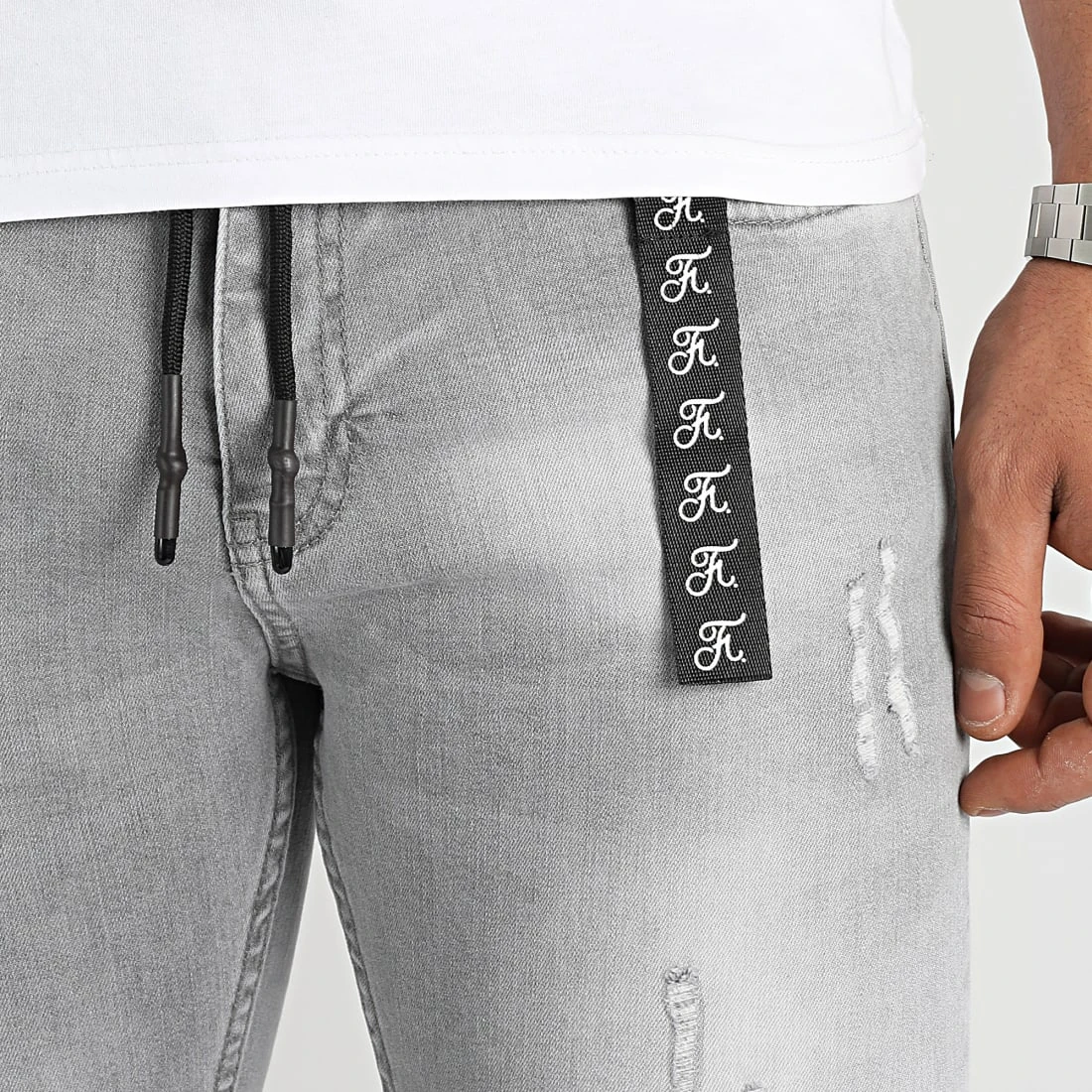 Grosses soldes ✔️ Jean Slim Fit Avec Destroy 954 Denim Gris de Final Club 💯 4 Grosses soldes ✔️ Jean Slim Fit Avec Destroy 954 Denim Gris de Final Club 💯 – Image 2