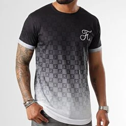 Promo ⌛ Tee 🎁 Shirt Oversize Dégradé Avec Broderie 980 Damier Noir de Final Club 🤩