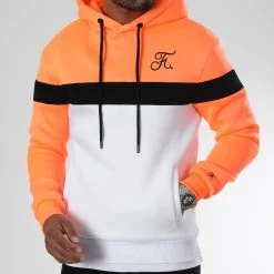 Vente flash 😍 Sweat Capuche Tricolore Avec Broderie 1027 Blanc Orange Fluo de Final Club 🔥 -Final Club Soldes final club 325428 FINAL 1027 20220920T154658 03