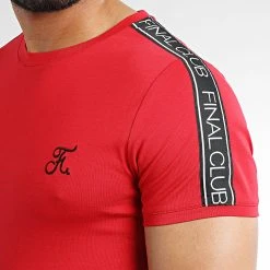 Grosses soldes ✔️ Tee Shirt Avec Bandes Et Broderie 1047 Rouge de Final Club ⭐ -Final Club Soldes final club 330057 FINAL 1047 20220929T160108 02