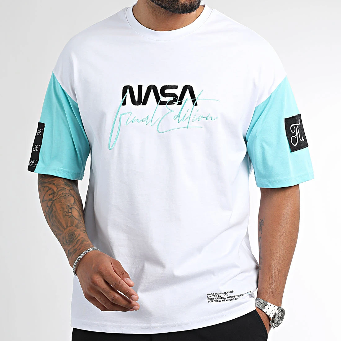 Vente flash 🎁 Tee Shirt Oversize Large NASA Signature 1029 Blanc Bleu Pastel de Final Club ⭐ 3 Vente flash 🎁 Tee Shirt Oversize Large NASA Signature 1029 Blanc Bleu Pastel de Final Club ⭐