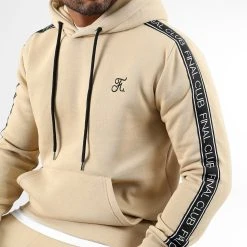 De gros 👏 Sweat Capuche Premium A Bandes 1057 Beige de Final Club 😉